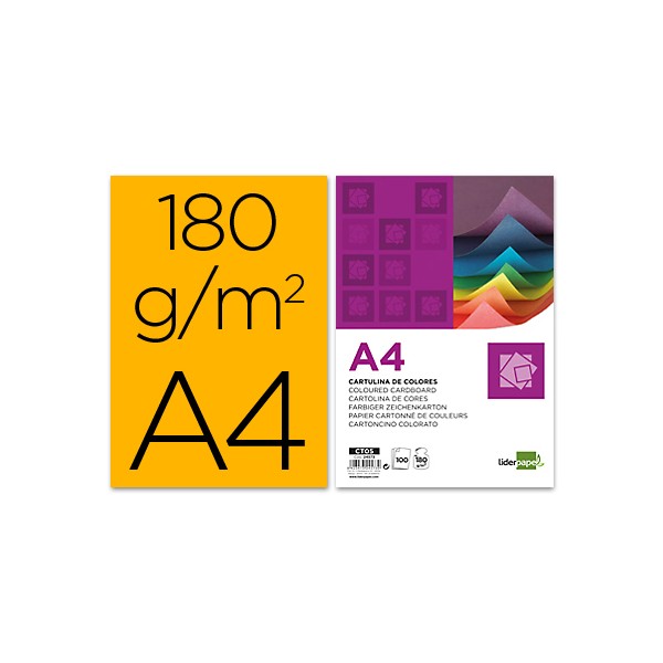 Cartulina liderpapel a4 180g/m2 naranja fuerte paquete de 100. Cartulina liderpapel a4 180g/m2 naranja fuerte paquete de 100.