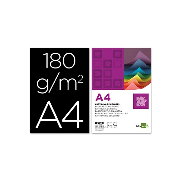 Cartulina liderpapel a4 180g/m2 negro paquete de 100. Cartulina liderpapel a4 180g/m2 negro paquete de 100.
