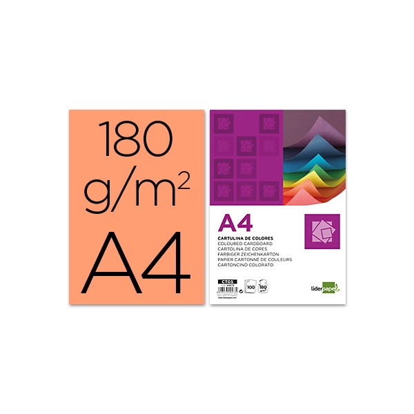 Cartulina liderpapel a4 180g/m2 salmon paquete de 100. Cartulina liderpapel a4 180g/m2 salmon paquete de 100.