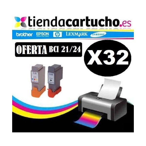 PACK 32 (CHOISIR LES COULEURS) CARTOUCHES COMPATIBLES CANON BCI-21/24 PACK 32 (CHOISIR LES COULEURS) CARTOUCHES COMPATIBLES CANON BCI-21/24