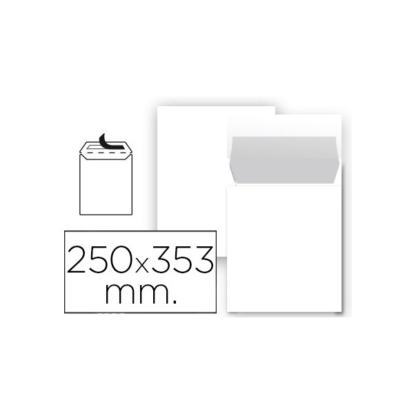 Sobre liderpapel bolsa n 10 blanco folio prolongado 250x353 mm tira de silicona paquete de 25 unidades. Sobre liderpapel bolsa n 10 blanco folio prolongado 250x353 mm tira de silicona paquete de 25 unidades.
