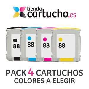 PACK 4 CARTUCHOS DE TINTA HP 88XL REMANUFACTURADOS PREMIUM PERTENENCIENTE A LA REFERENCIA Cartouches d'encre HP 88 / 88XL