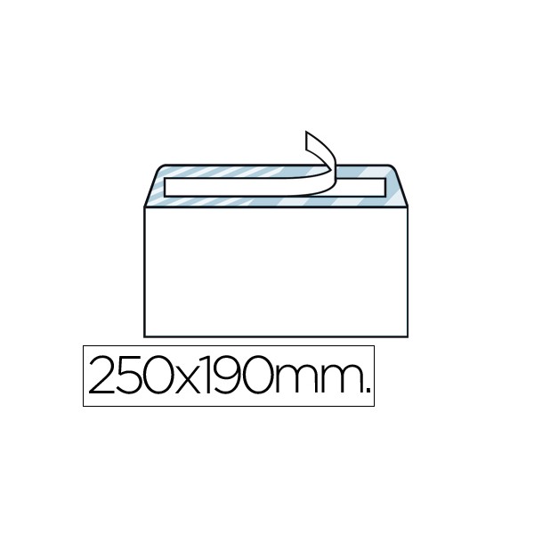 Sobre liderpapel n.13 blanco cuarto prolongado 190x250mm tira de silicona caja de 250 unidades. Sobre liderpapel n.13 blanco cuarto prolongado 190x250mm tira de silicona caja de 250 unidades.