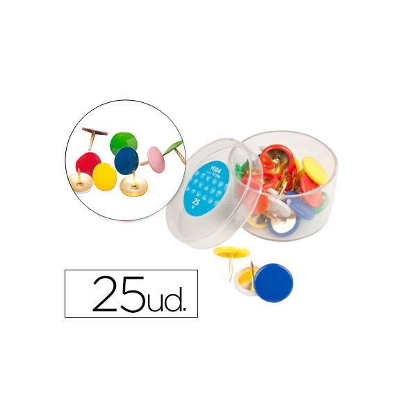 Chinchetas liderpapel plastificadas caja de 25 unidades colores surtidos. Chinchetas liderpapel plastificadas caja de 25 unidades colores surtidos.