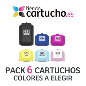 PACK 6 (ELIJA COLORES) CARTUCHOS COMPATIBLES HP 363 PARA LA IMPRESORA Cartouches d'encre HP Photosmart D6100