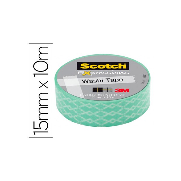 Cinta adhesiva scotch washi tapes papel de arroz fantasia azul rombo 10 mt x 15 mm. Cinta adhesiva scotch washi tapes papel de arroz fantasia azul rombo 10 mt x 15 mm.