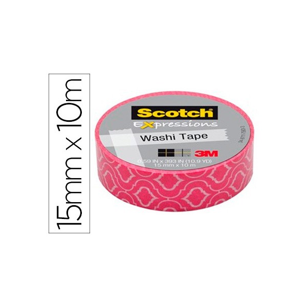 Cinta adhesiva scotch washi tapes papel de arroz fantasia rosa geometrico 10 mt x 15 mm. Cinta adhesiva scotch washi tapes papel de arroz fantasia rosa geometrico 10 mt x 15 mm.