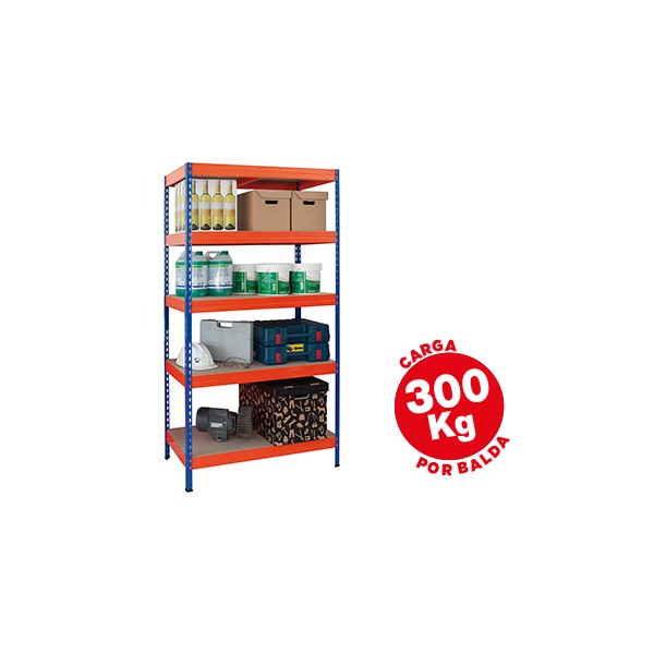 Estanteria metalica ar storage 192x100x50cm 5 estantes 300kg por estante bandejas de maderasin tornillos azul naranja. Estanteria metalica ar storage 192x100x50cm 5 estantes 300kg por estante bandejas de maderasin tornillos azul naranja.