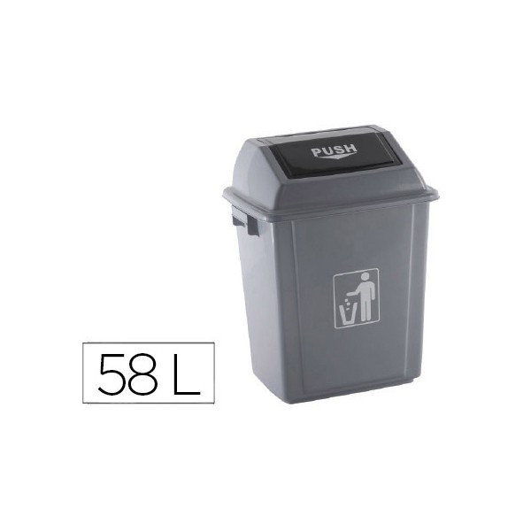 Papelera contenedor q-connect plastico con tapa de balancin 58 litros gris 470x330x760 mm. Papelera contenedor q-connect plastico con tapa de balancin 58 litros gris 470x330x760 mm.