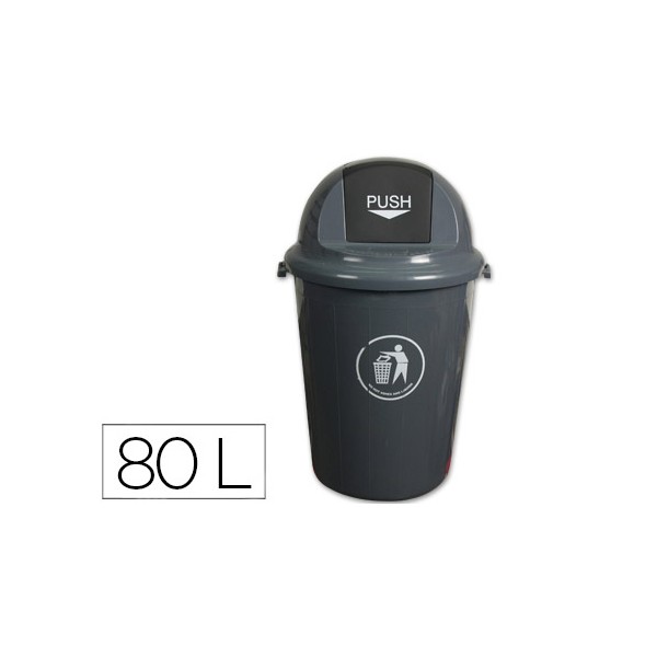 Papelera contenedor q-connect plastico con tapadera 80l color gris 450x760 mm. Papelera contenedor q-connect plastico con tapadera 80l color gris 450x760 mm.