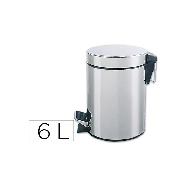 Papelera metalica q-connect con pedal cromada 32x21 cm capacidad 6 litros. Papelera metalica q-connect con pedal cromada 32x21 cm capacidad 6 litros.