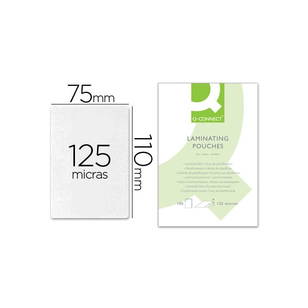 Bolsa de plastificar q-connect 110 x 75 mm 125 mc carnet de identidad caja de 100 unidades. Bolsa de plastificar q-connect 110 x 75 mm 125 mc carnet de identidad caja de 100 unidades.