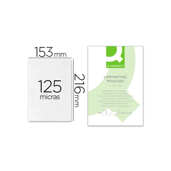 Bolsa de plastificar q-connect 153 x 216 mm 125 mc din a5 a caja de 100 unidades. Bolsa de plastificar q-connect 153 x 216 mm 125 mc din a5 a caja de 100 unidades.