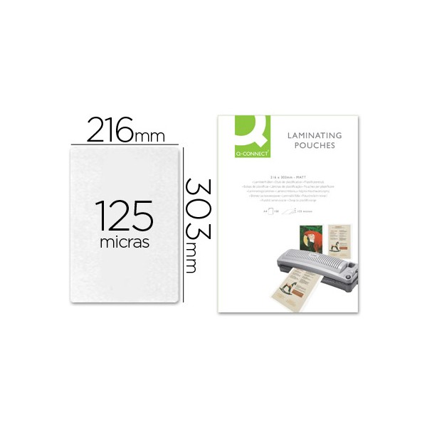 Bolsa de plastificar q-connect 303 x 216 mm 125 mc din a4 mate sin reflejos caja de 100 unidades. Bolsa de plastificar q-connect 303 x 216 mm 125 mc din a4 mate sin reflejos caja de 100 unidades.
