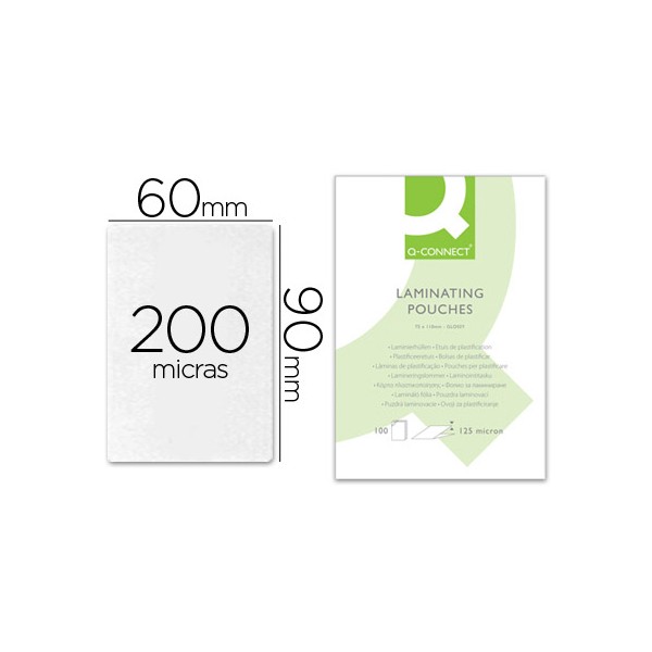 Bolsa de plastificar q-connect 90 x 60 mm 200 mc carnet de nif caja de 100 unidades. Bolsa de plastificar q-connect 90 x 60 mm 200 mc carnet de nif caja de 100 unidades.