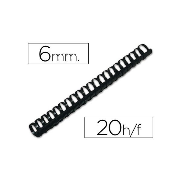 Canutillo q-connect redondo 6 mm plastico negro capacidad 20 hojas caja de 100 unidades. Canutillo q-connect redondo 6 mm plastico negro capacidad 20 hojas caja de 100 unidades.