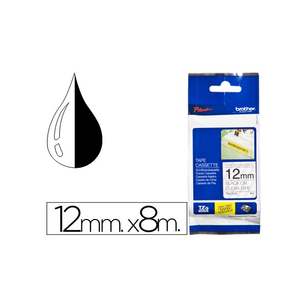 Cinta brother tze-s131 transparente-negro 12mm longitud 8 mt superadhesiva. Cinta brother tze-s131 transparente-negro 12mm longitud 8 mt superadhesiva.