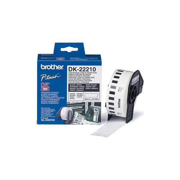 Cinta de papel continuo brother dk-22210 para impresoras ql -29mmx30,48mts-. Cinta de papel continuo brother dk-22210 para impresoras ql -29mmx30,48mts-.