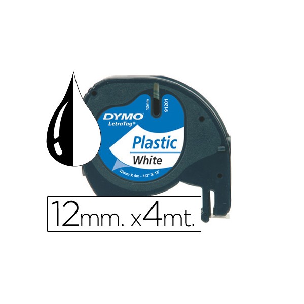 Cinta dymo 12mmx4mt -negro/blanco perla para maquina letratag 91201. Cinta dymo 12mmx4mt -negro/blanco perla para maquina letratag 91201.
