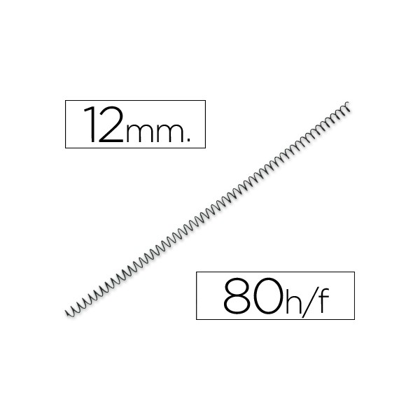 Espiral metalico q-connect 56 4:1 12mm 1mm caja de 200 unidades. Espiral metalico q-connect 56 4:1 12mm 1mm caja de 200 unidades.