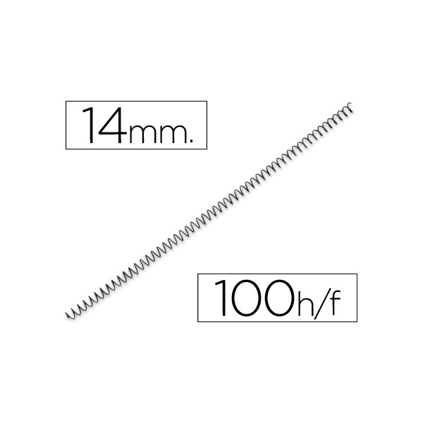 Espiral metalico q-connect 56 4:1 14mm 1mm caja de 100 unidades. Espiral metalico q-connect 56 4:1 14mm 1mm caja de 100 unidades.