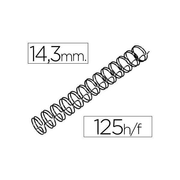 Espiral wire 3:1 14,3 mm n.9 negro capacidad 125 hojas caja de 100 unidades. Espiral wire 3:1 14,3 mm n.9 negro capacidad 125 hojas caja de 100 unidades.