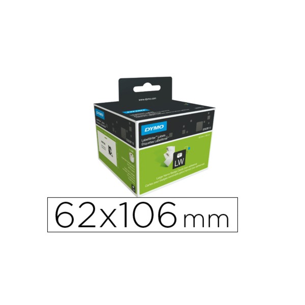 Etiqueta identificadora dymo tamaño 62 x 106 mm para impresora labelwriter 250 etiquetas uso multifuncion. Etiqueta identificadora dymo tamaño 62 x 106 mm para impresora labelwriter 250 etiquetas uso multifuncion.
