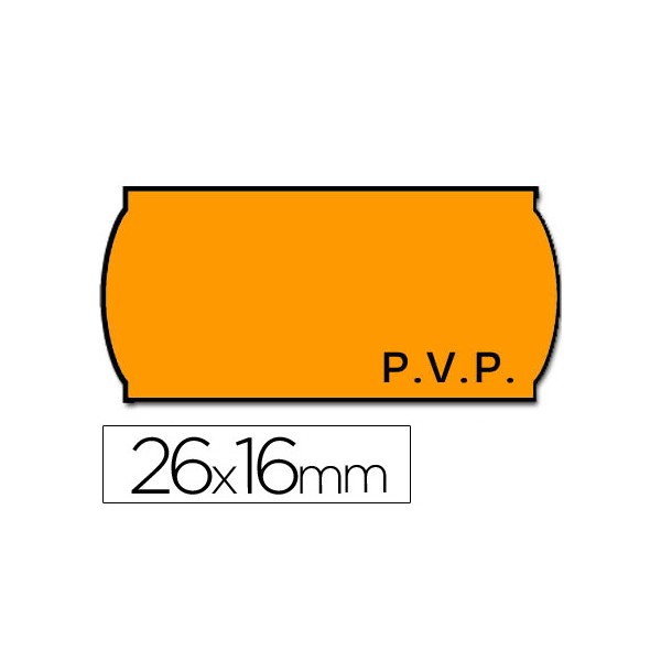 Etiquetas meto onduladas 26 x 16 mm pvp fn. Adh 2 -fluor naranja -rollo 1200 etiquetas. Etiquetas meto onduladas 26 x 16 mm pvp fn. Adh 2 -fluor naranja -rollo 1200 etiquetas.
