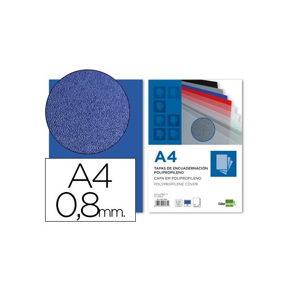 Tapa encuadernacion liderpapel polipropileno a4 0.8mm azul paquete de 50 unidades. Tapa encuadernacion liderpapel polipropileno a4 0.8mm azul paquete de 50 unidades.