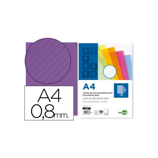 Tapa encuadernacion liderpapel polipropileno ondulado a4 0.8 mm violeta paquete de 50 unidades. Tapa encuadernacion liderpapel polipropileno ondulado a4 0.8 mm violeta paquete de 50 unidades.