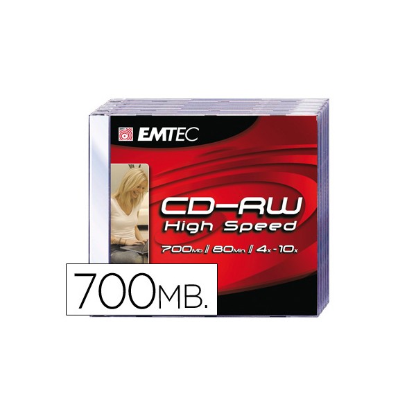 Cd-rw emtec capacidad 700mb du racion 80min velocidad 4x-10x regrabable. Cd-rw emtec capacidad 700mb du racion 80min velocidad 4x-10x regrabable.
