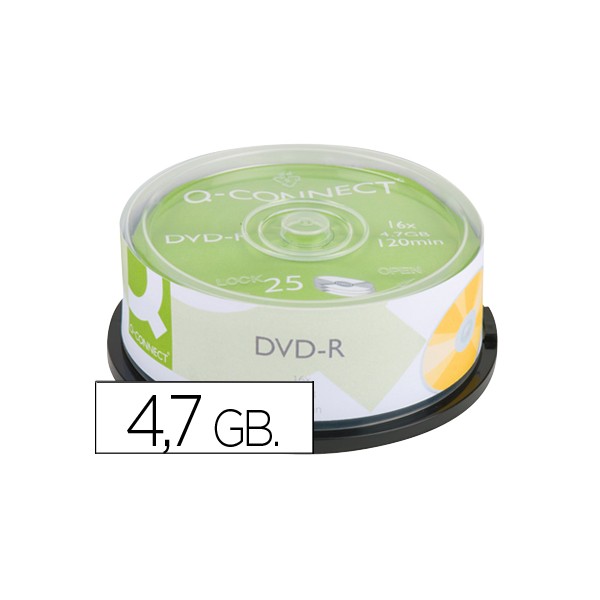 Dvd-r q-connect capacidad 4,7gb duracion 120min velocidad 16x bote de 25 unidades. Dvd-r q-connect capacidad 4,7gb duracion 120min velocidad 16x bote de 25 unidades.