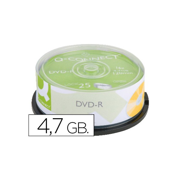 Dvd-r q-connect con superficie 100% imprimible para inkjet capacidad 4,7gb duracion 120mivelocidad 16x bote de 25 unid. Dvd-r q-connect con superficie 100% imprimible para inkjet capacidad 4,7gb duracion 120mivelocidad 16x bote de 25 unid.