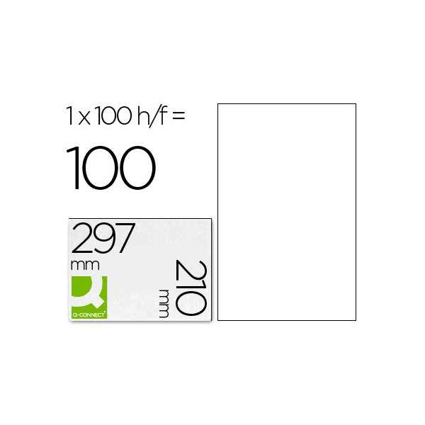 Etiqueta adhesiva q-connect kf10664 tamaño 210x297 mm fotocopiadora laser ink-jet caja con 100 hojas din a4. Etiqueta adhesiva q-connect kf10664 tamaño 210x297 mm fotocopiadora laser ink-jet caja con 100 hojas din a4.