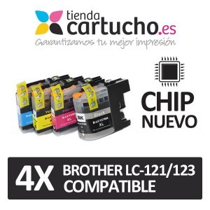 PACK 4 Brother LC-121/123 compatible PARA LA IMPRESORA Cartouches d'encre Brother DCP-J132W