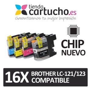 PACK 16 Brother LC-121/123 compatible PARA LA IMPRESORA Cartouches d'encre Brother DCP-J132W