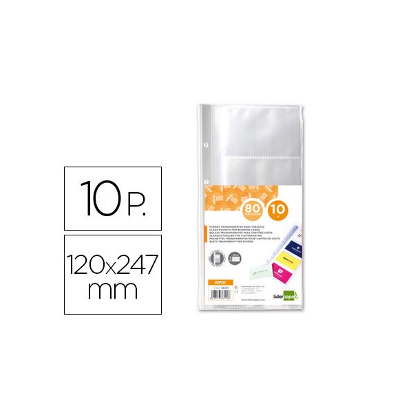 Recambio fundas liderpapel para tarjetero tj01 bolsa de 10 hojas capacidad 8 tarjetas por hoja. Recambio fundas liderpapel para tarjetero tj01 bolsa de 10 hojas capacidad 8 tarjetas por hoja.