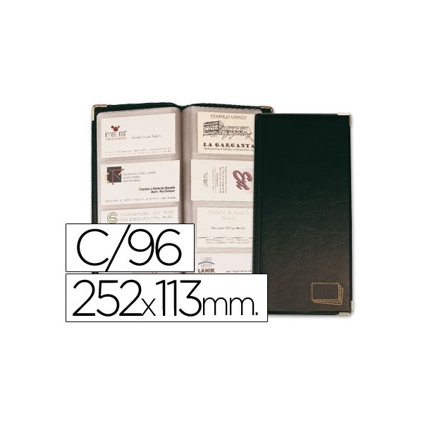Tarjetero para tarjetas visita color negro simil piel para 96 unidades tamaño 252 x 113 mm. Tarjetero para tarjetas visita color negro simil piel para 96 unidades tamaño 252 x 113 mm.
