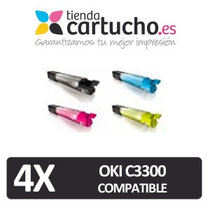 PACK 4 (ELIJA COLORES) CARTUCHOS COMPATIBLES OKI C3300/3400/3450... PARA LA IMPRESORA Toner OKI C3540MFP