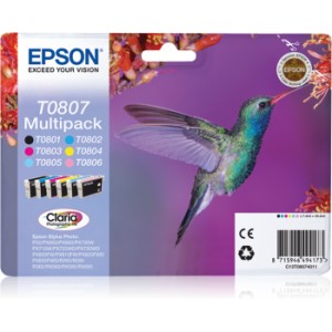 EPSON ORIGINAL T0807 Pack Negro + Colores PERTENENCIENTE A LA REFERENCIA Encre Epson T0801/2/3/4/5/6