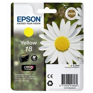 ORIGINAL EPSON 18 AMARILLO, para impresoras Expression Home XP-102, XP-202, XP-205, XP-30, XP-302 PARA LA IMPRESORA Epson Expression Home XP-30