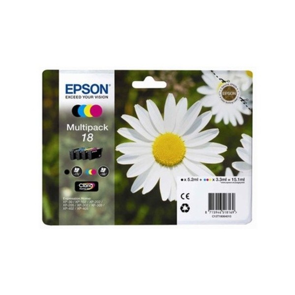 ORIGINAL EPSON 18 MULTIPACK, pour imprimantes Expression Home XP-102, XP-202, XP-205, XP-302, XP-302 ORIGINAL EPSON 18 MULTIPACK, pour imprimantes Expression Home XP-102, XP-202, XP-205, XP-302, XP-302