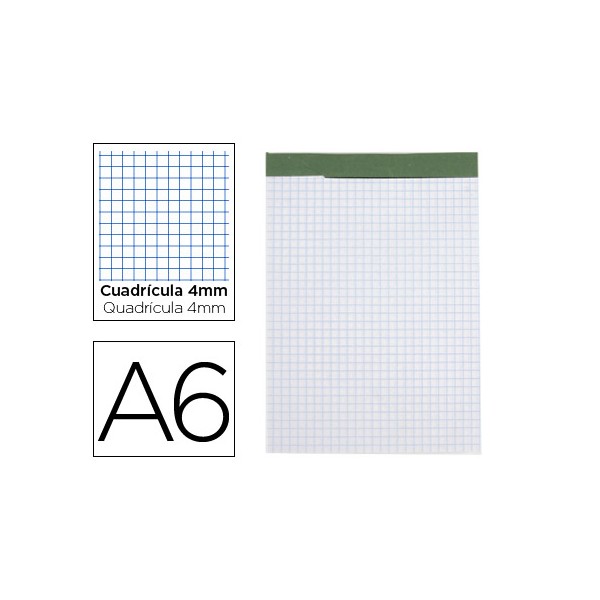 Bloc notas liderpapel cuadro 4 mm a6 80 hojas 60 g/m2 perforado sin tapa. Bloc notas liderpapel cuadro 4 mm a6 80 hojas 60 g/m2 perforado sin tapa.