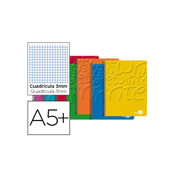 Cuaderno espiral liderpapel cuarto write tapa blanda 80h 60 gr cuadro 3mm conmargen colores surtidos. Cuaderno espiral liderpapel cuarto write tapa blanda 80h 60 gr cuadro 3mm conmargen colores surtidos.
