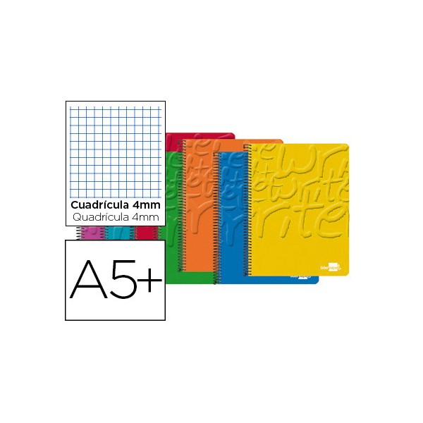 Cuaderno espiral liderpapel cuarto write tapa blanda 80h 60 gr cuadro 4mm conmargen colores surtidos. Cuaderno espiral liderpapel cuarto write tapa blanda 80h 60 gr cuadro 4mm conmargen colores surtidos.