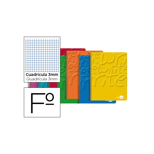 Cuaderno espiral liderpapel folio write tapa blanda 80h 60 gr cuadro 3mm con margen colores surtidos. Cuaderno espiral liderpapel folio write tapa blanda 80h 60 gr cuadro 3mm con margen colores surtidos.