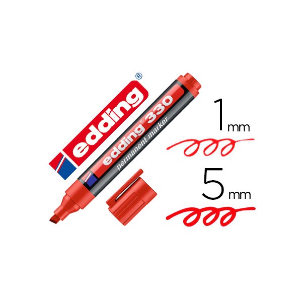 Rotulador edding marcador permanente 330 rojo punta biselada 1-5 mm recargable. Rotulador edding marcador permanente 330 rojo punta biselada 1-5 mm recargable.