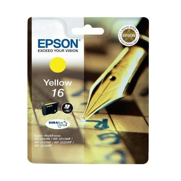 EPSON 16 JAUNE ORIGINAL ref. T1624 pour imprimantes Epson WorkForce WF-2010W, WF-2510, WF-2520NF, WF-2530WF, WF-2540WF EPSON 16 JAUNE ORIGINAL ref. T1624 pour imprimantes Epson WorkForce WF-2010W, WF-2510, WF-2520NF, WF-2530WF, WF-2540WF