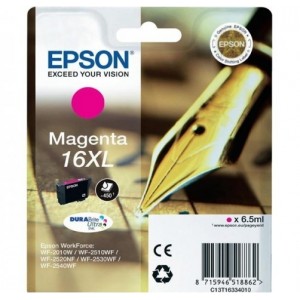 EPSON 16XL MAGENTA ORIGINAL ref. T1633 para impresoras Epson WorkForce WF-2010W, WF-2510, WF-2520NF,  WF-2530WF,  WF-2540WF PERTENENCIENTE A LA REFERENCIA Encre Epson 16 / 16XL