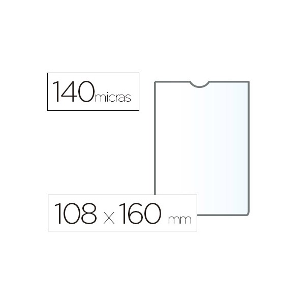 Funda portadocumento esselte plastico transparente 140 micras tamaño 108x160 mm. Funda portadocumento esselte plastico transparente 140 micras tamaño 108x160 mm.